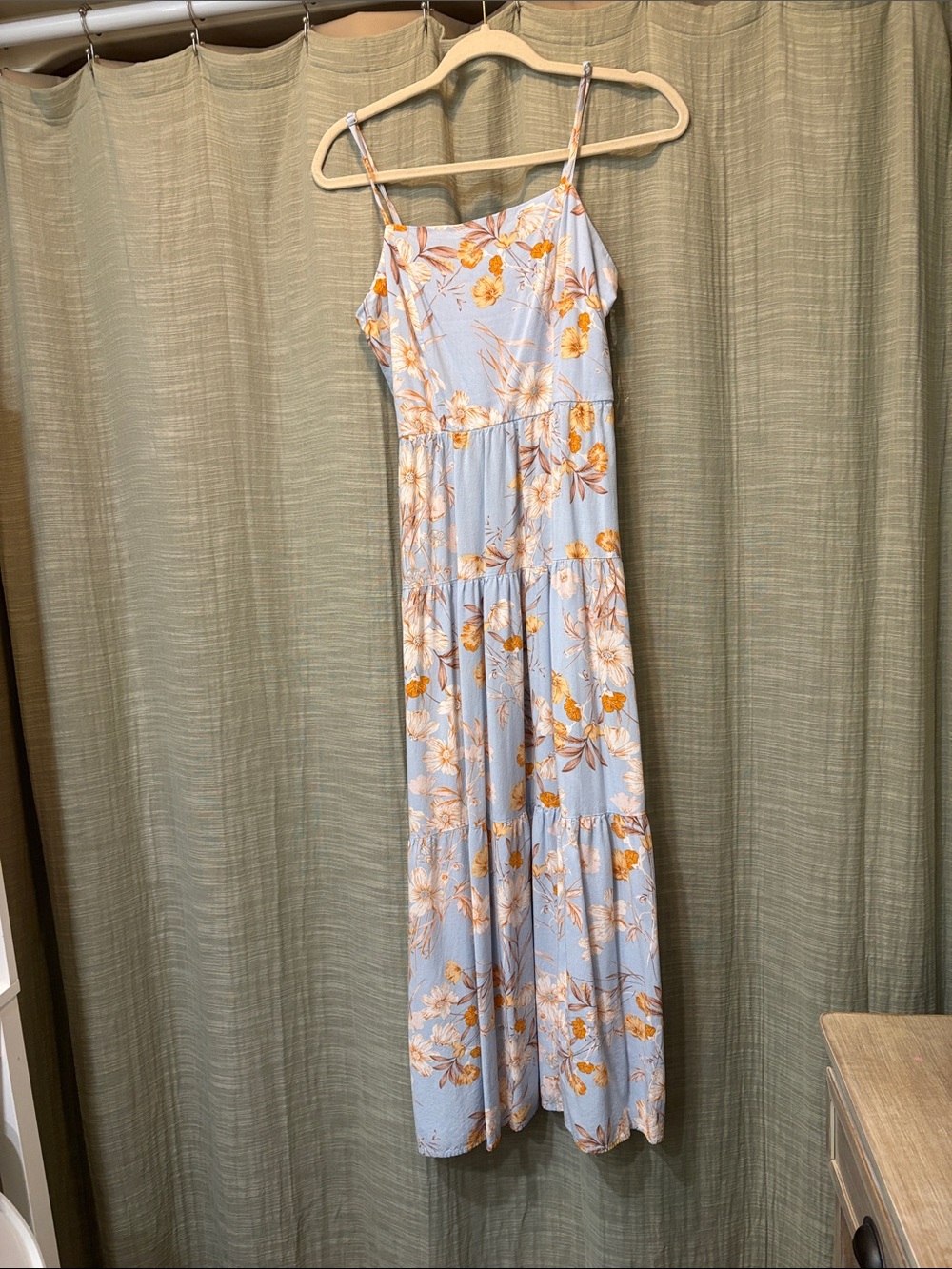 Lily Rose Light Blue Maxi Dress with Yellow Floral Print
